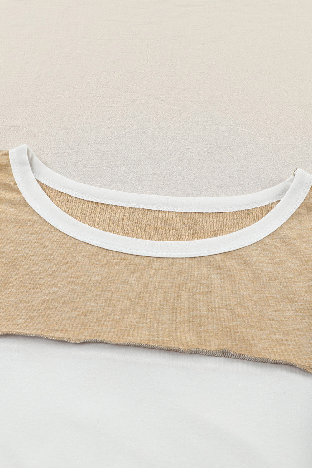 Exposed Seam Contrast Round Neck Long Sleeve Top Trendsi