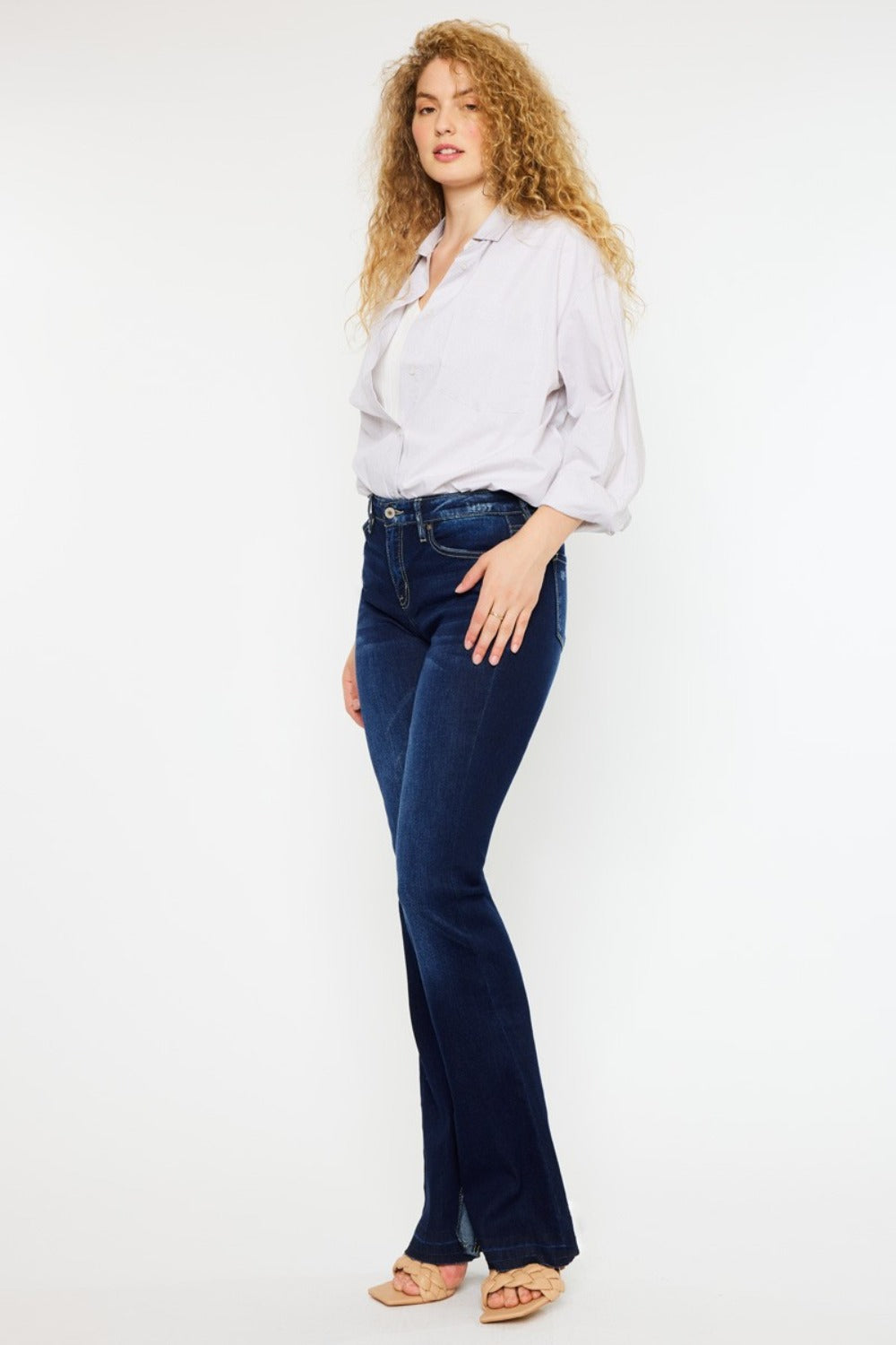 Kancan Mid Rise Slim Flare Jeans Trendsi