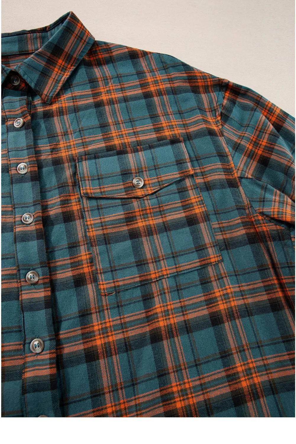 Plaid Collared Neck Long Sleeve Shirt Trendsi