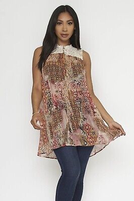 Multi-Color Sleeveless Tunic with Detail "