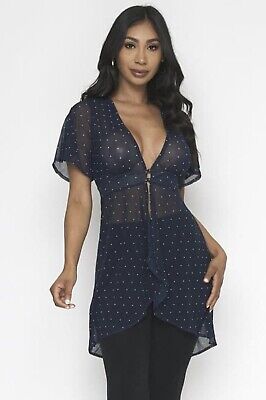 Navy and White Polka Dot Tunic "