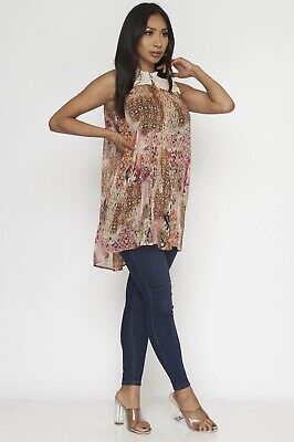 Multi-Color Sleeveless Tunic with Detail "