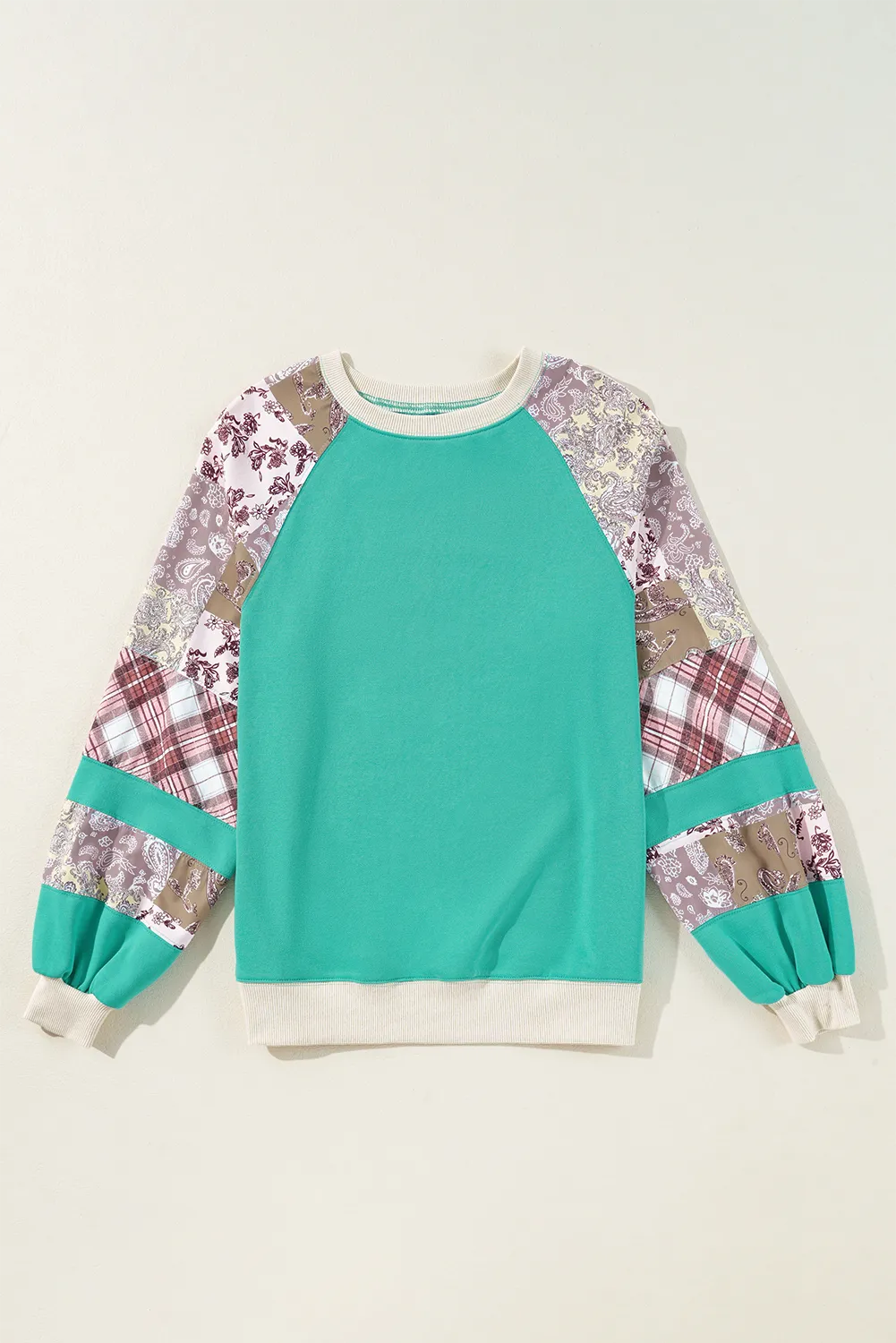 Printed Round Neck Long Sleeve Blouse Trendsi