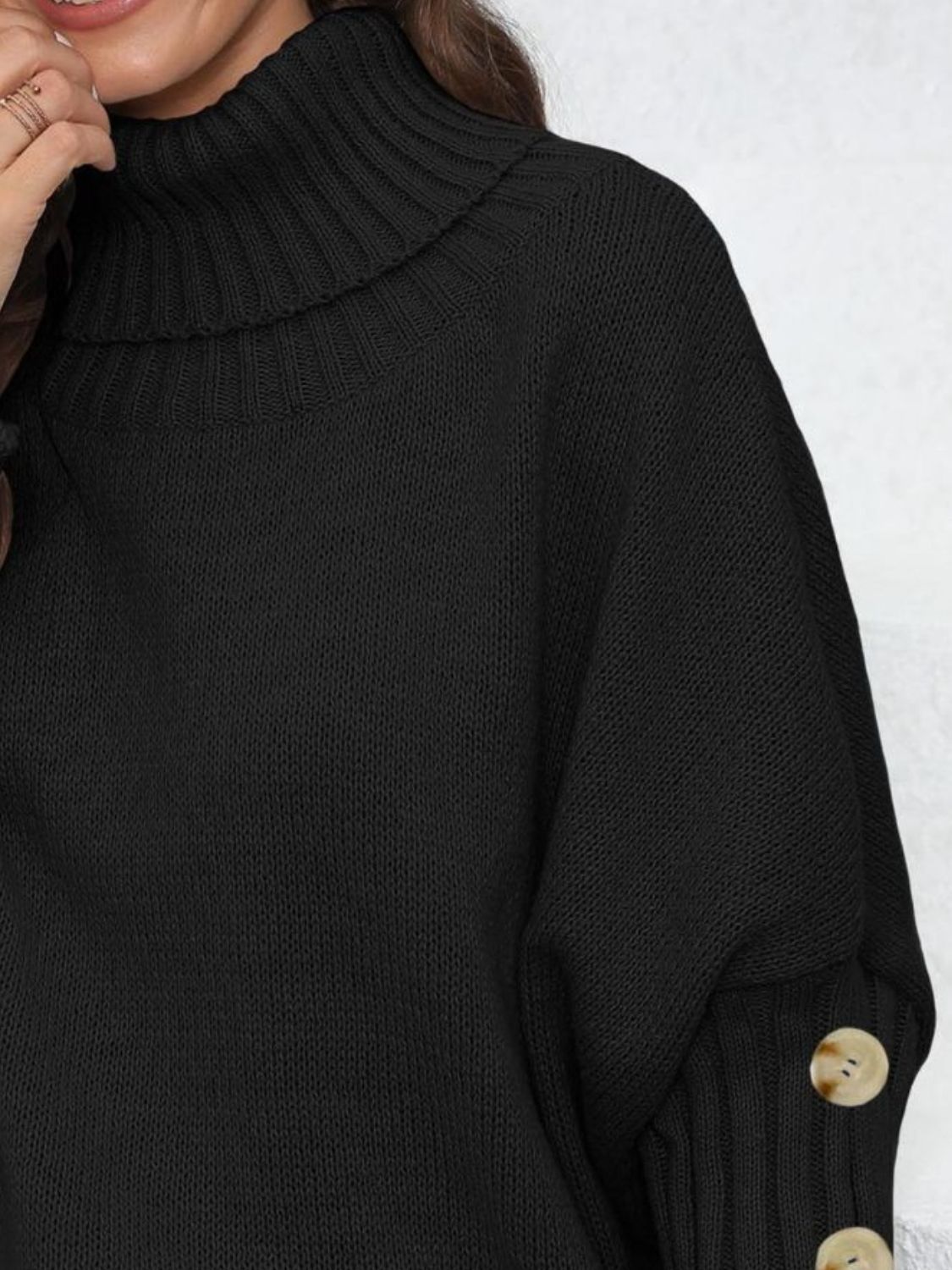 Turtleneck Long Sleeve Sweater Trendsi