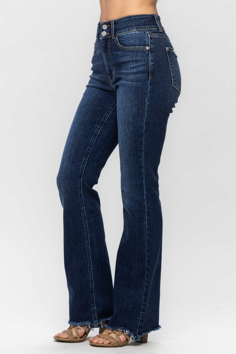 Judy Blue Full Size Frayed Hem Bootcut Jeans Trendsi