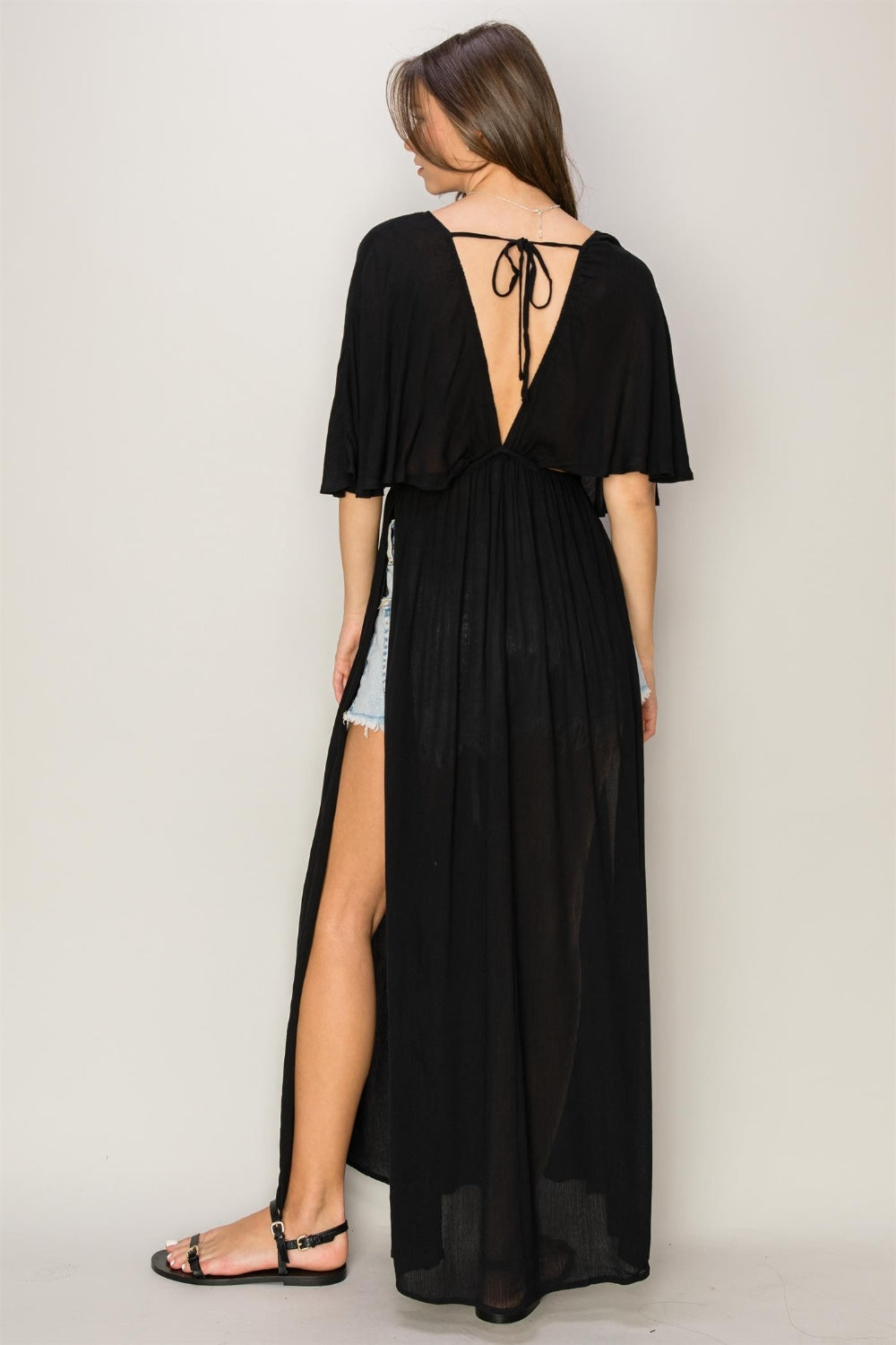 HYFVE Tie Back Maxi Split Cover Up Dress Trendsi