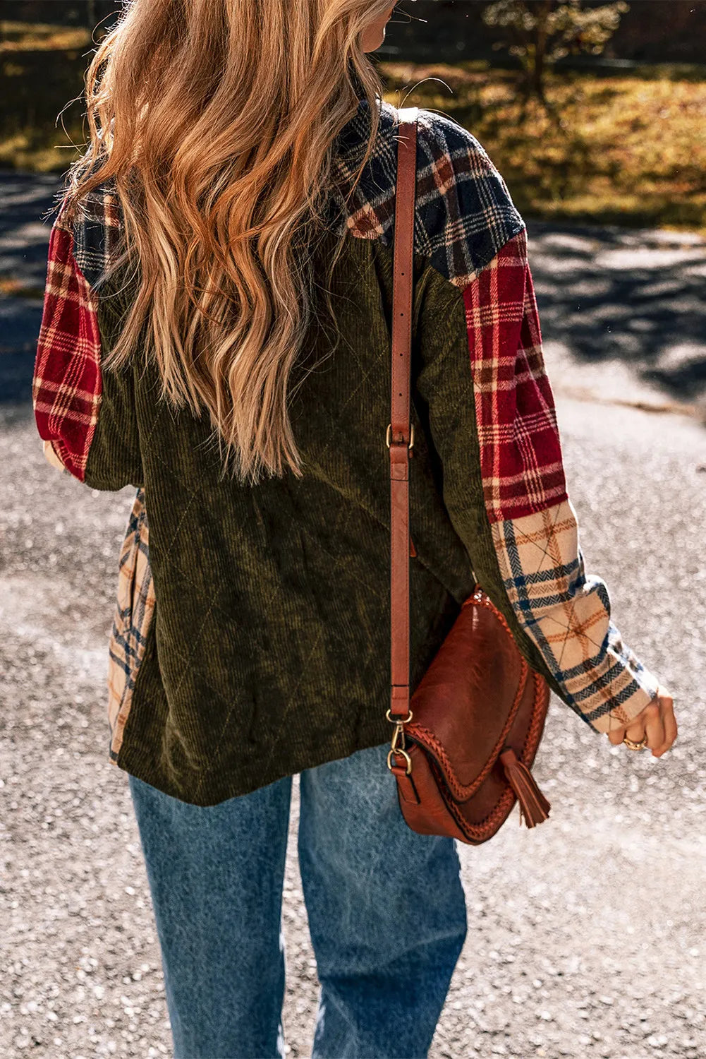 Plaid Button Up Long Sleeve Jacket Trendsi