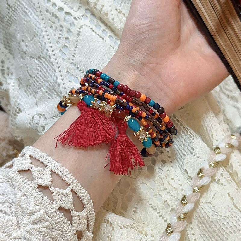 Tassel Rice Bead Bracelet Trendsi