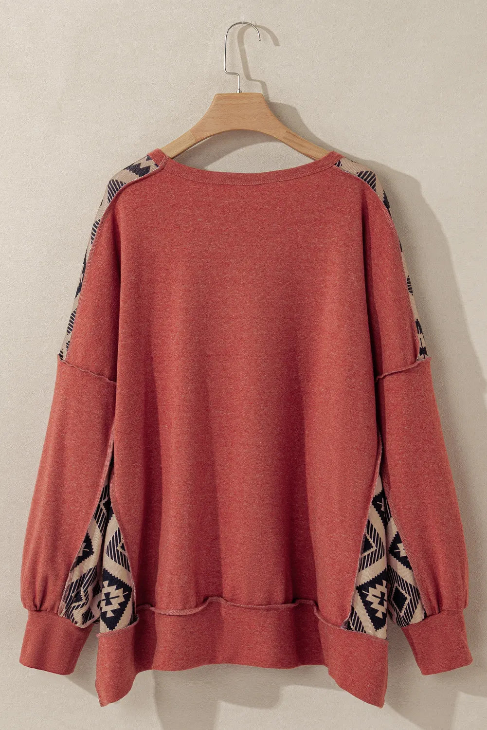 Plus Size Geometric Round Neck Long Sleeve Sweatshirt Trendsi