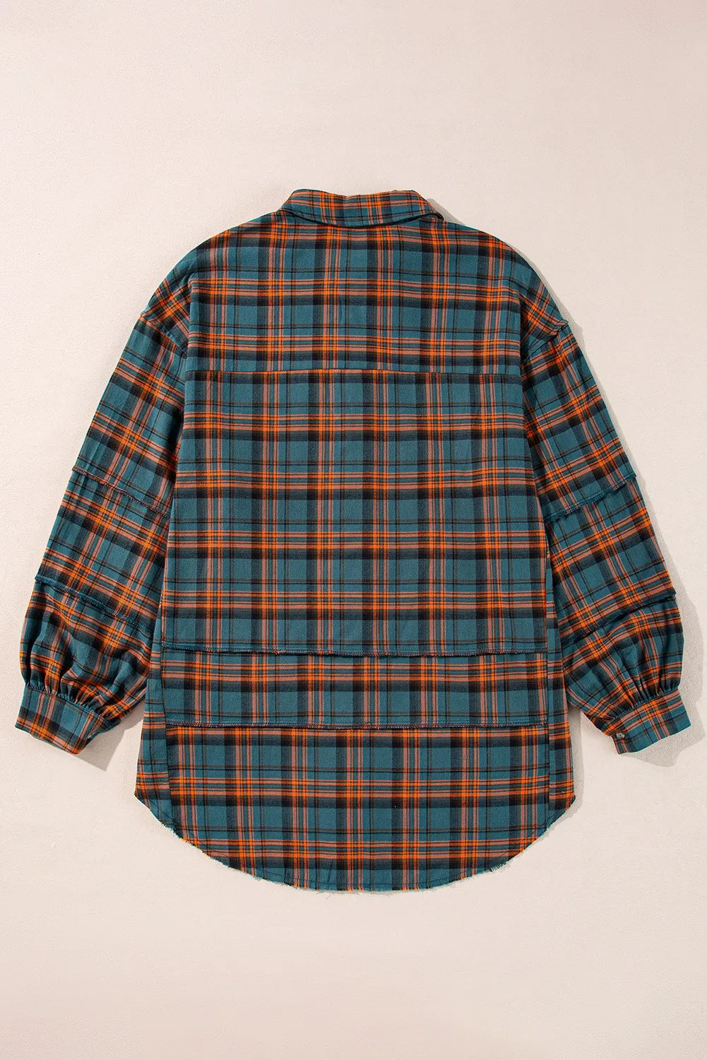 Plaid Collared Neck Long Sleeve Shirt Trendsi