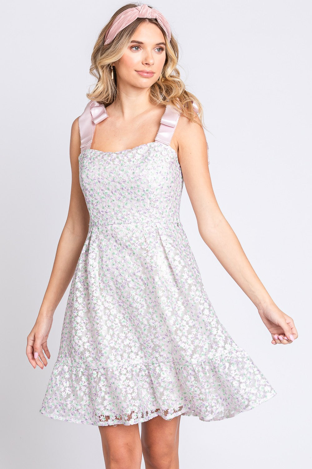 GeeGee Mesh Floral Embroidered Sleeveless Dress Trendsi