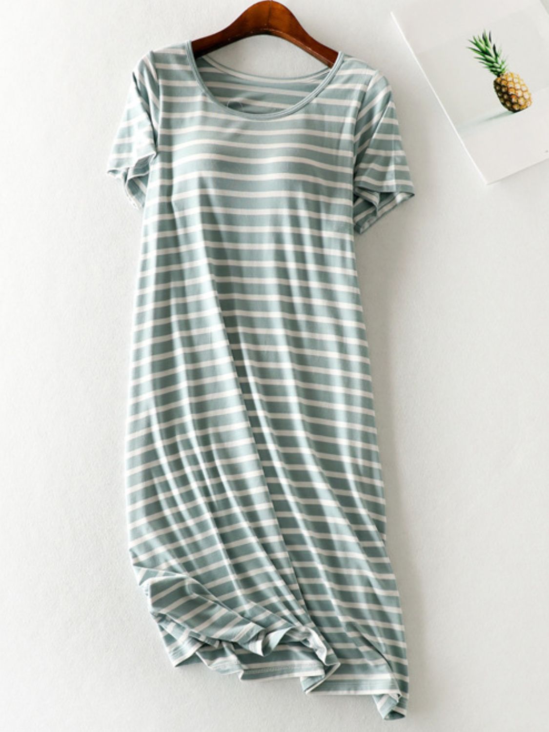 Striped Round Neck Short Sleeve Dress Trendsi