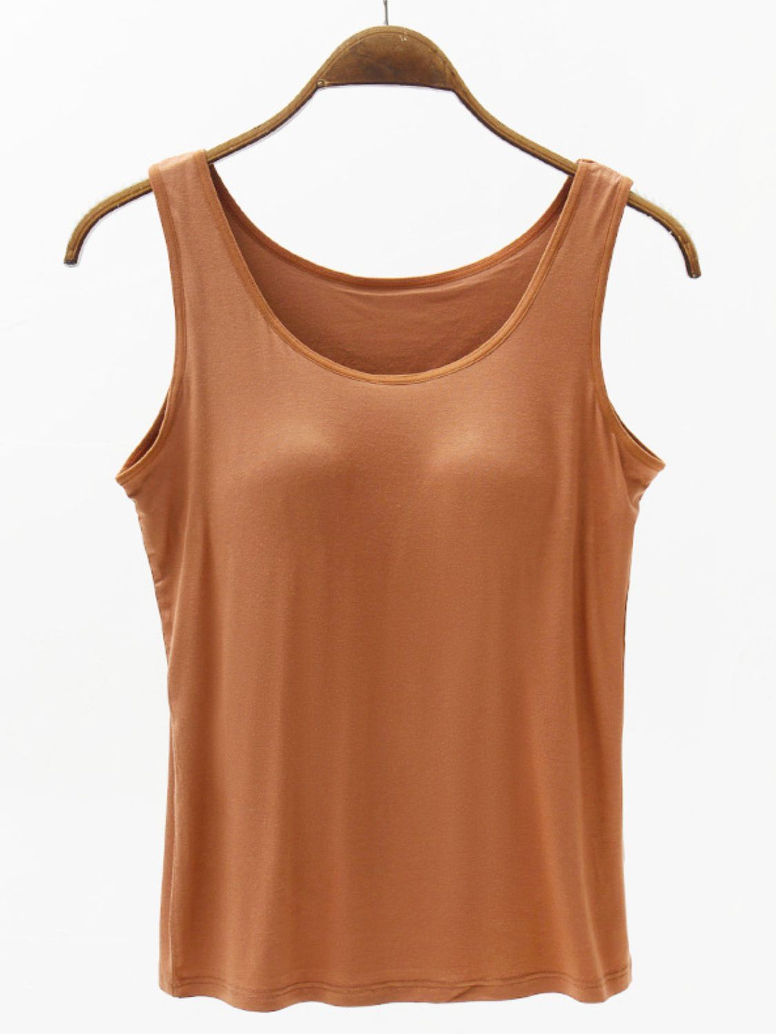 Full Size Wide Strap Modal Tank with Bra Trendsi