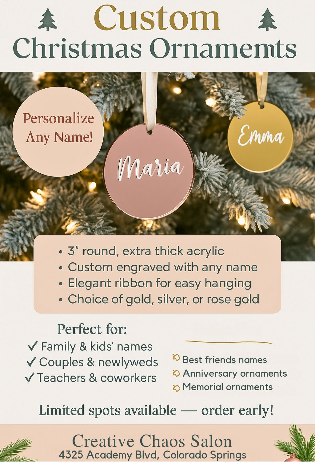 Custom Engraved Christmas Ornaments Creative Chaos Boutique