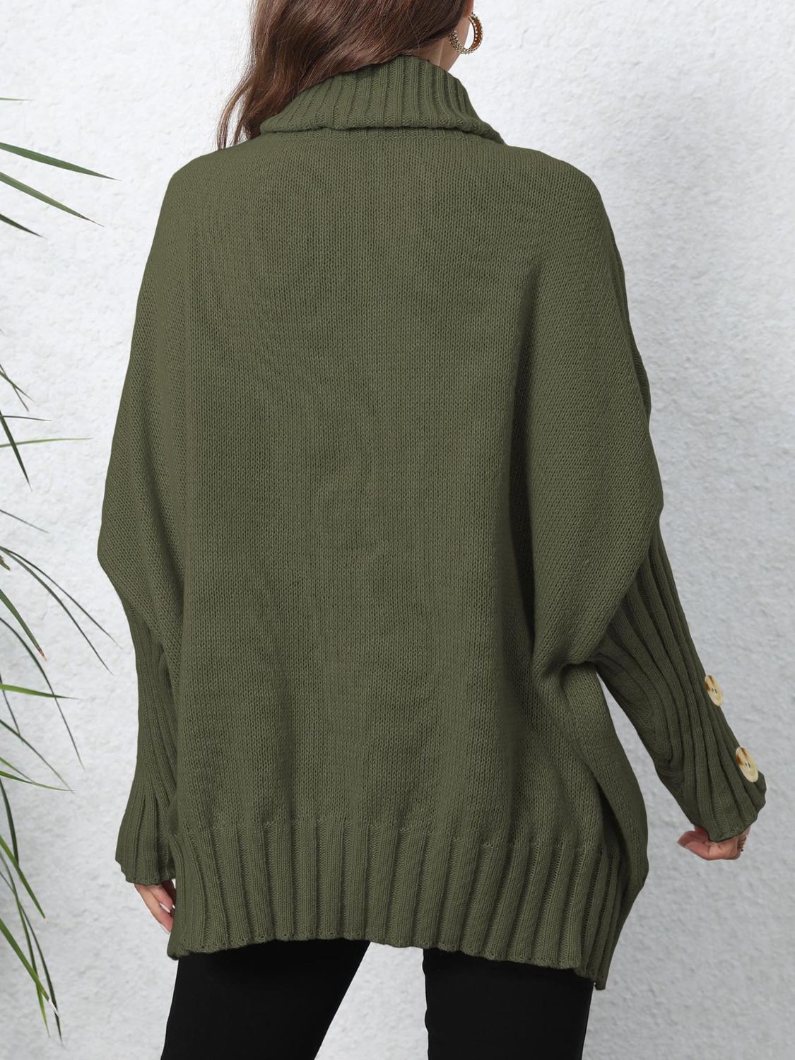 Turtleneck Long Sleeve Sweater Trendsi