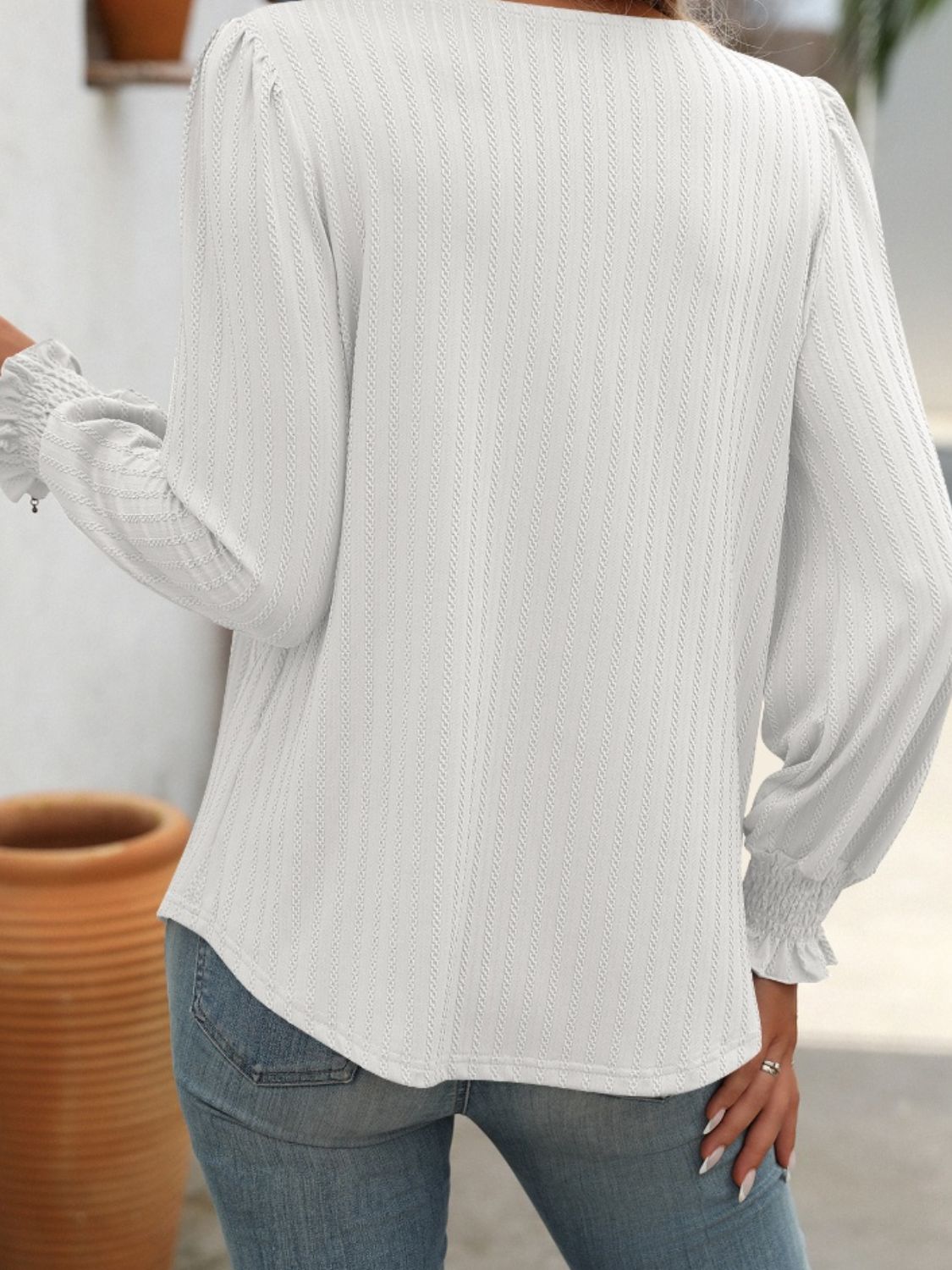 Mandy Square Neck Long Sleeve Top Trendsi