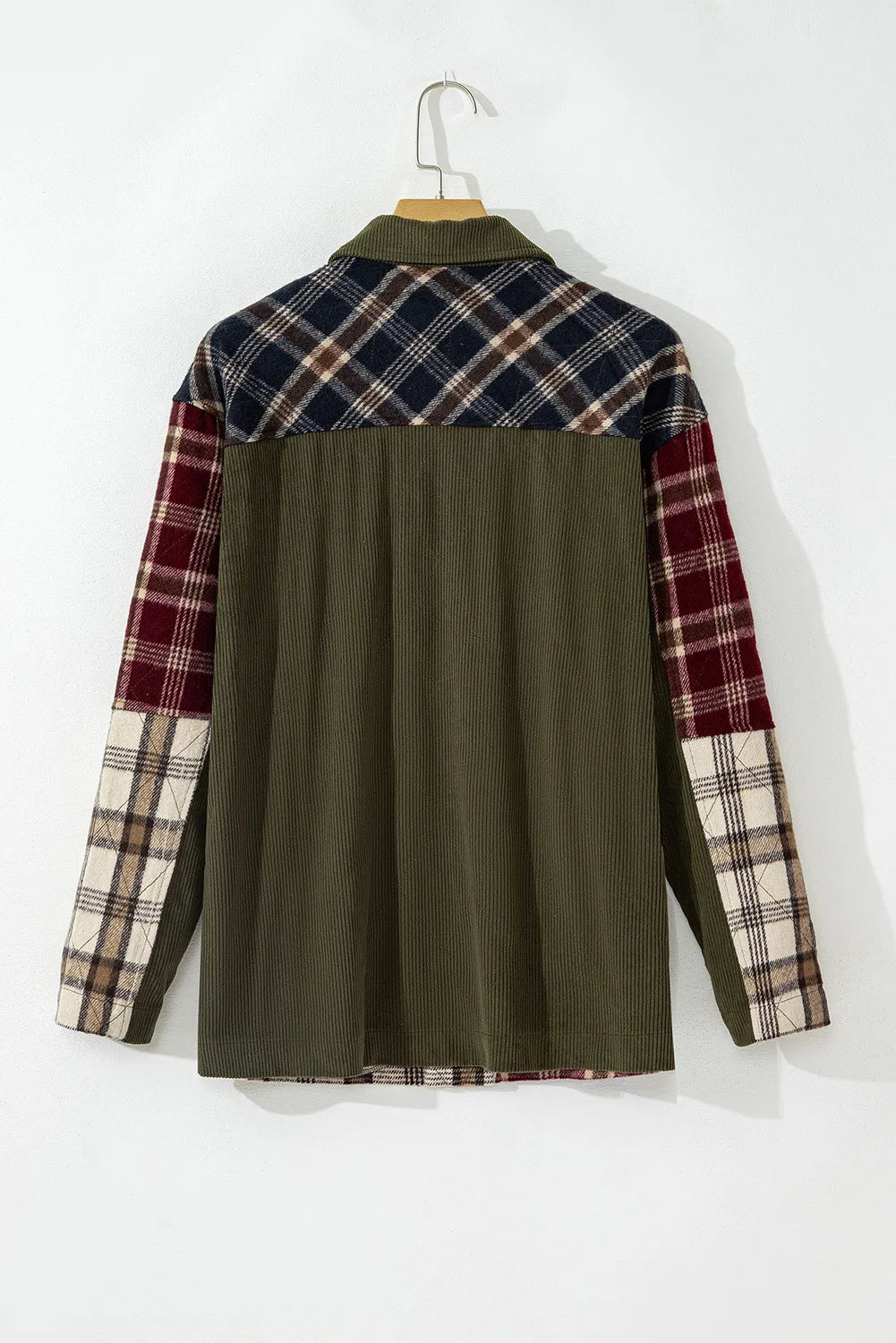 Plaid Button Up Long Sleeve Jacket Trendsi