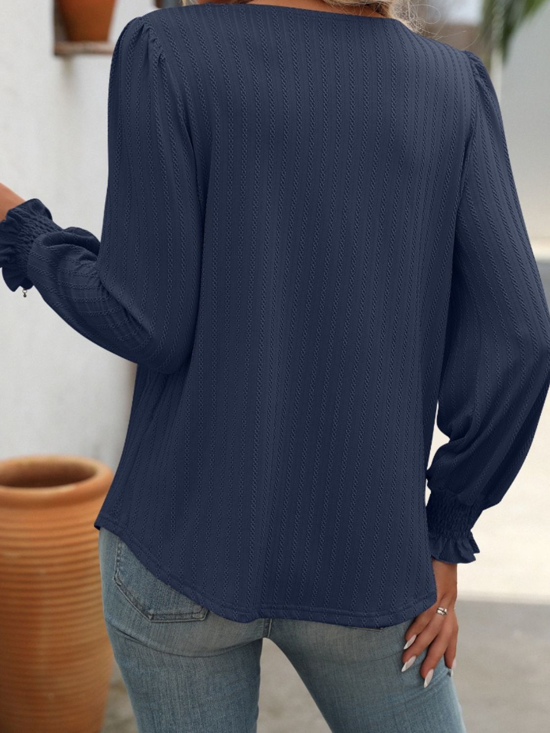 Mandy Square Neck Long Sleeve Top Trendsi