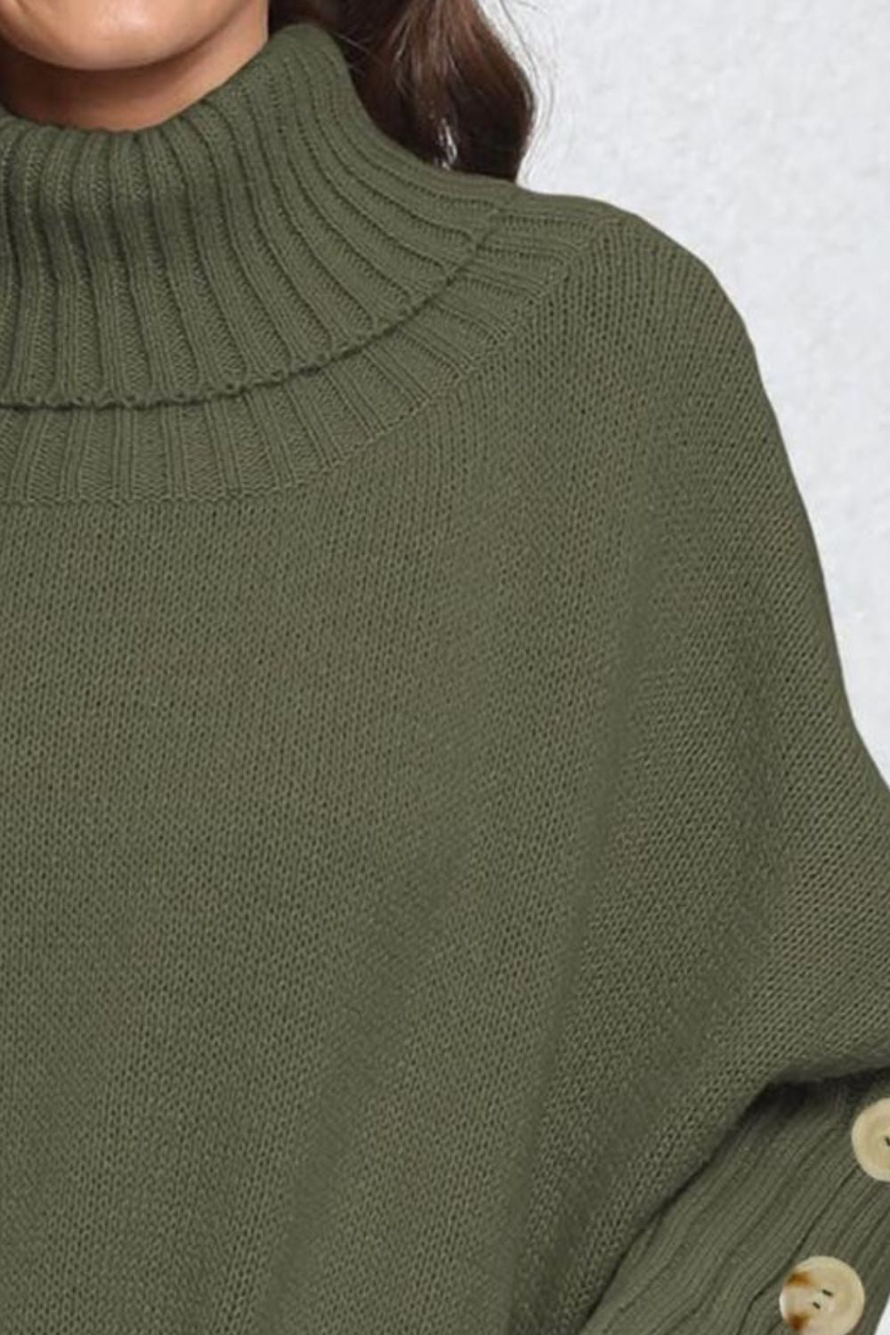 Turtleneck Long Sleeve Sweater Trendsi