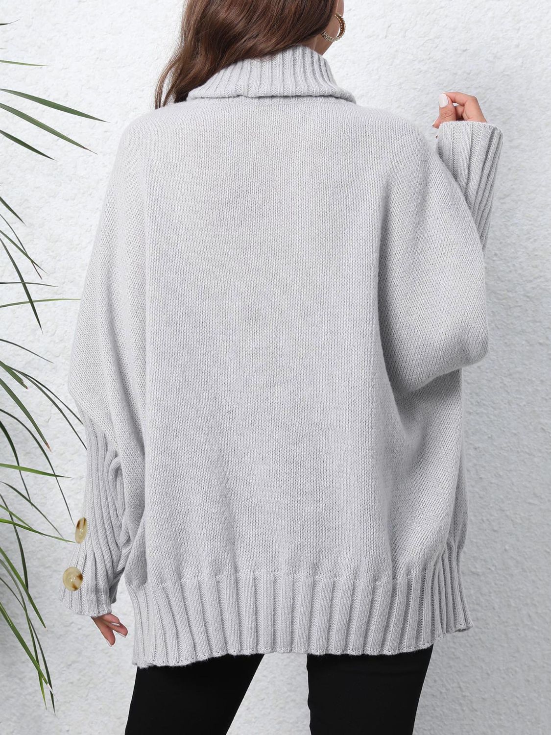 Turtleneck Long Sleeve Sweater Trendsi