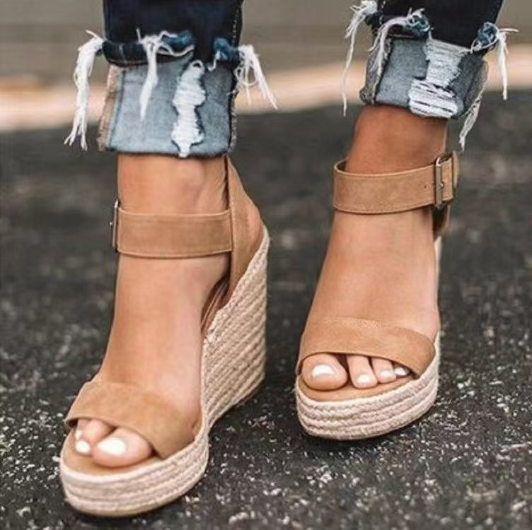 Open Toe High Heel Wedge Sandals Trendsi