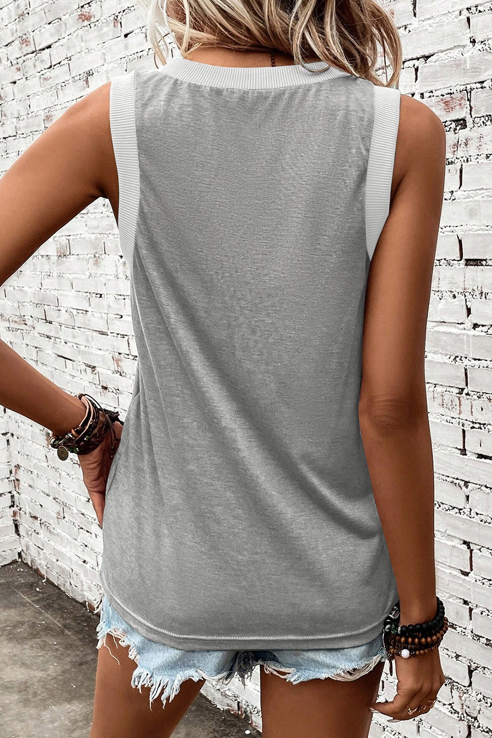 V-Neck Wide Strap Tank - Boutique Clothing Trendsi