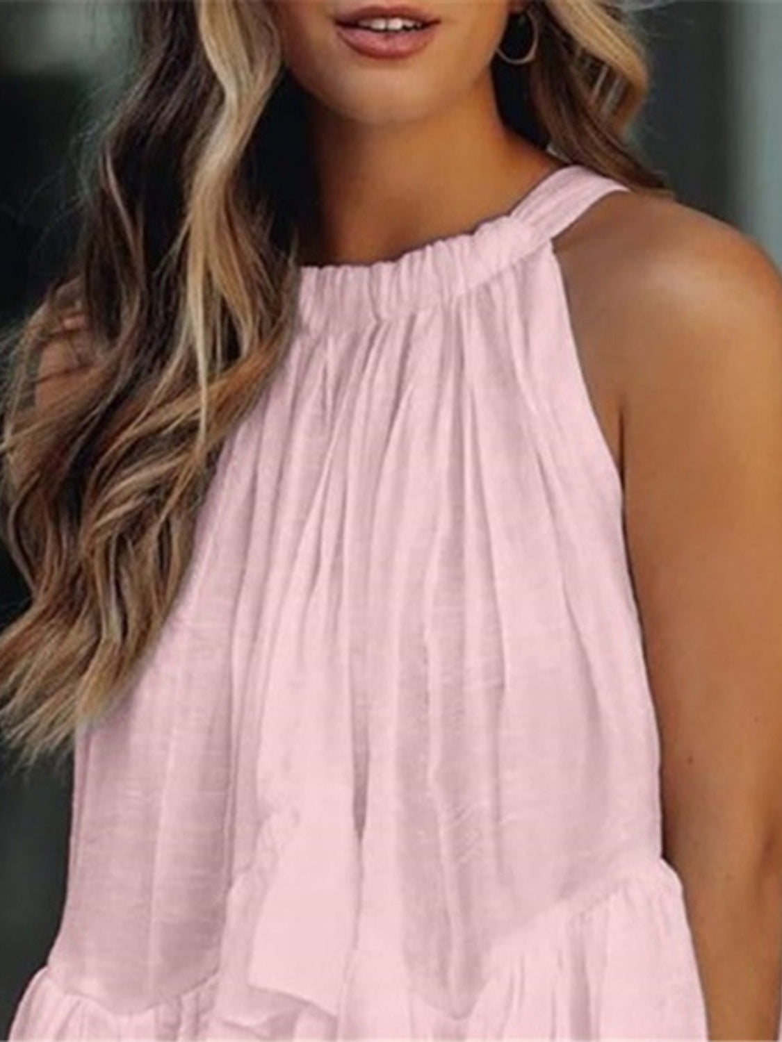 Full Size Ruched Round Neck Tank - Boutique Clothing Trendsi