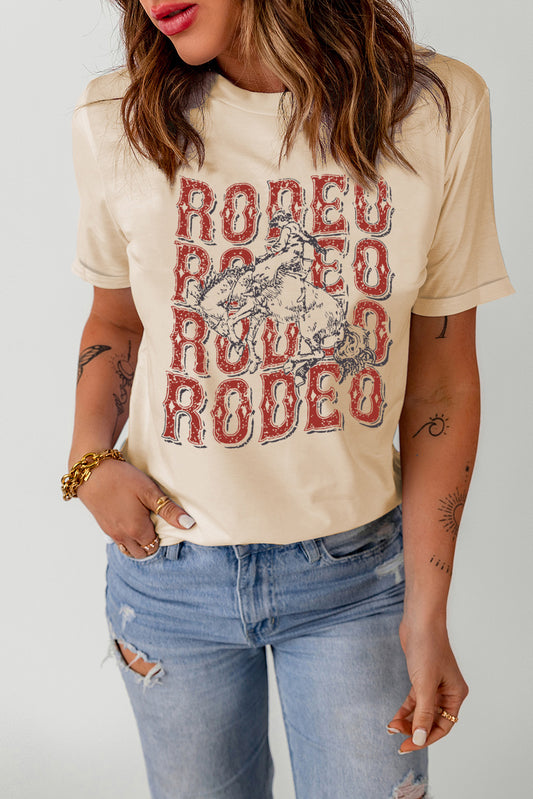 Letter Graphic Cuffed Tee Shirt Trendsi