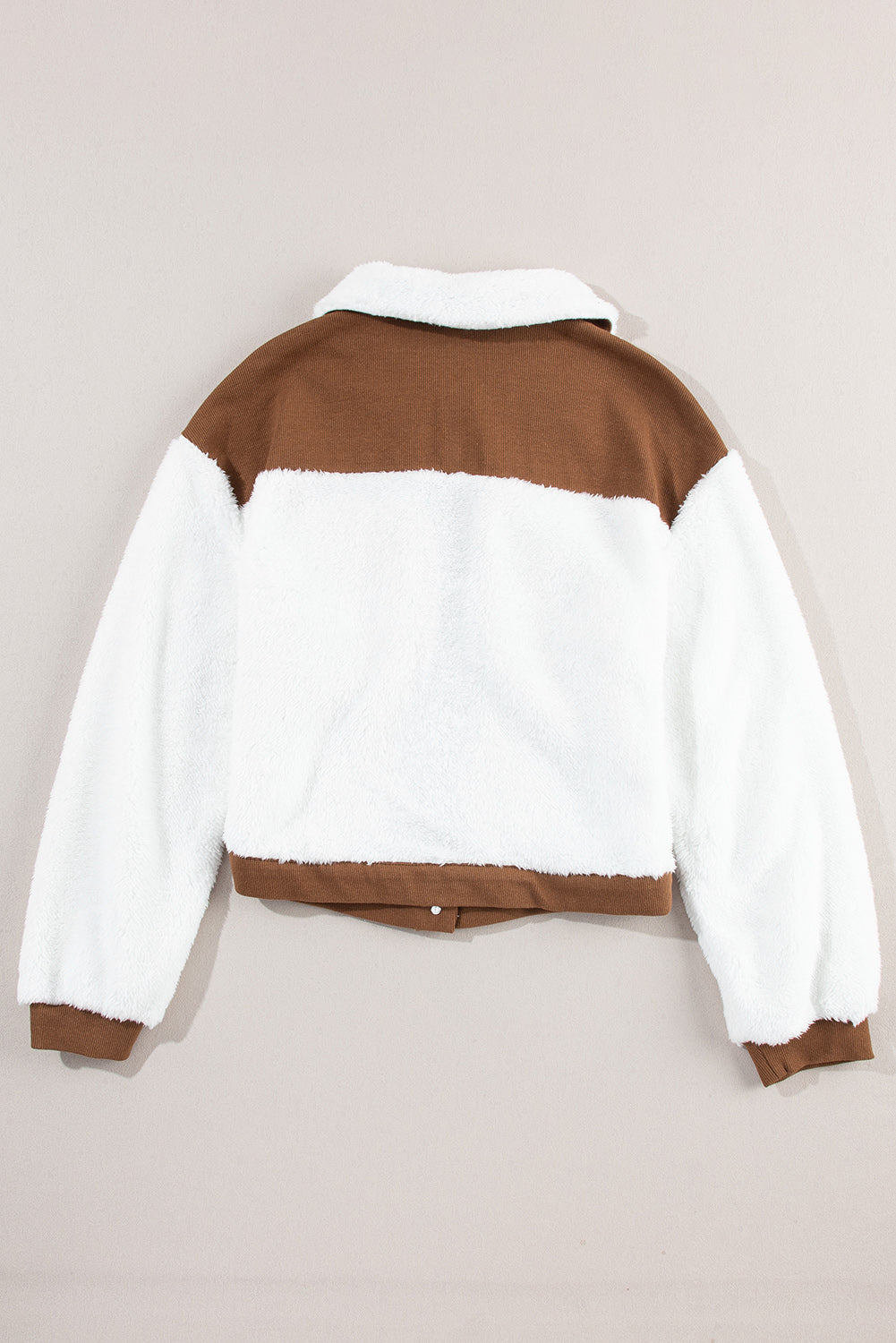 Corduroy Contrast Patchwork Fuzzy Jacket Trendsi