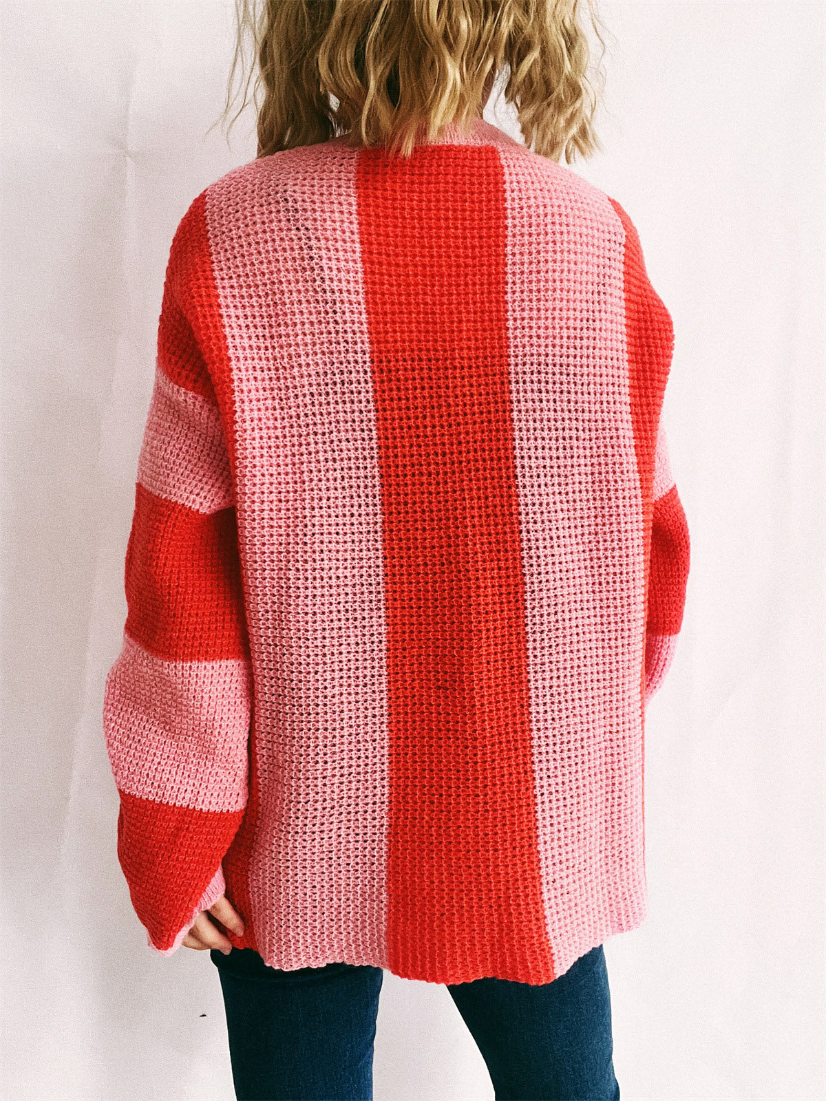 Color Block Round Neck Long Sleeve Sweater Trendsi