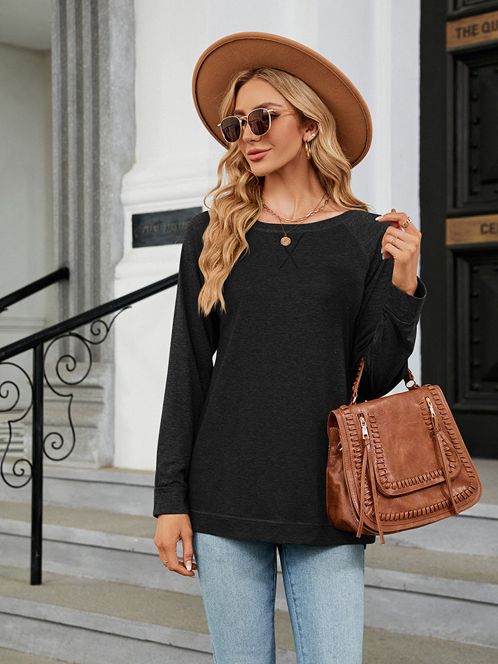 Round Neck Long Sleeve T-Shirt Trendsi