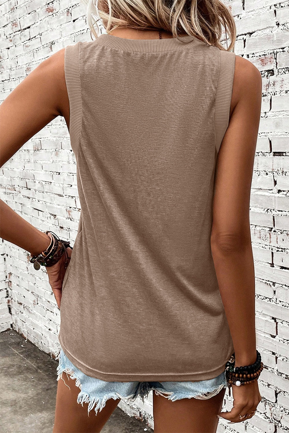 V-Neck Wide Strap Tank - Boutique Clothing Trendsi