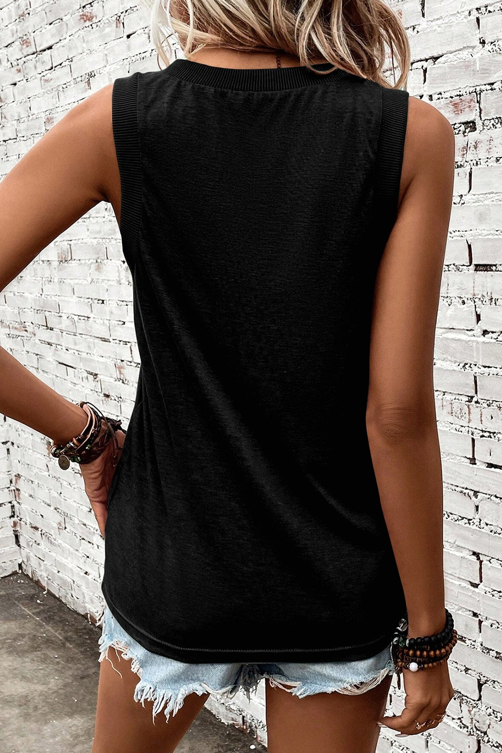 V-Neck Wide Strap Tank - Boutique Clothing Trendsi