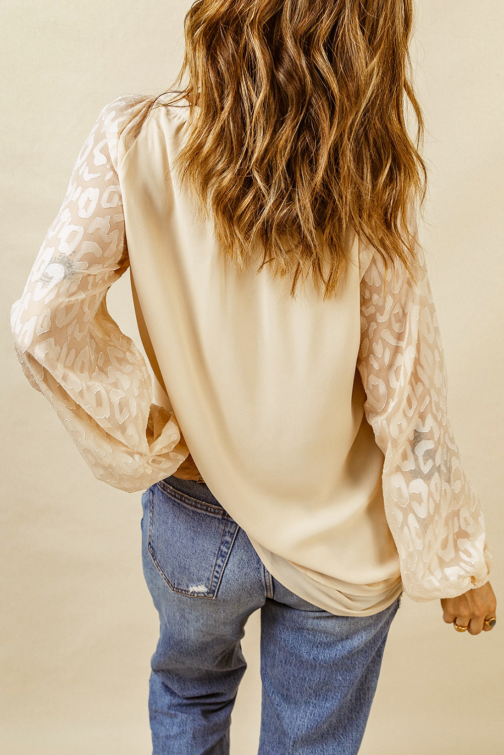 Tassel Tie Neck Long Sleeve Blouse Trendsi