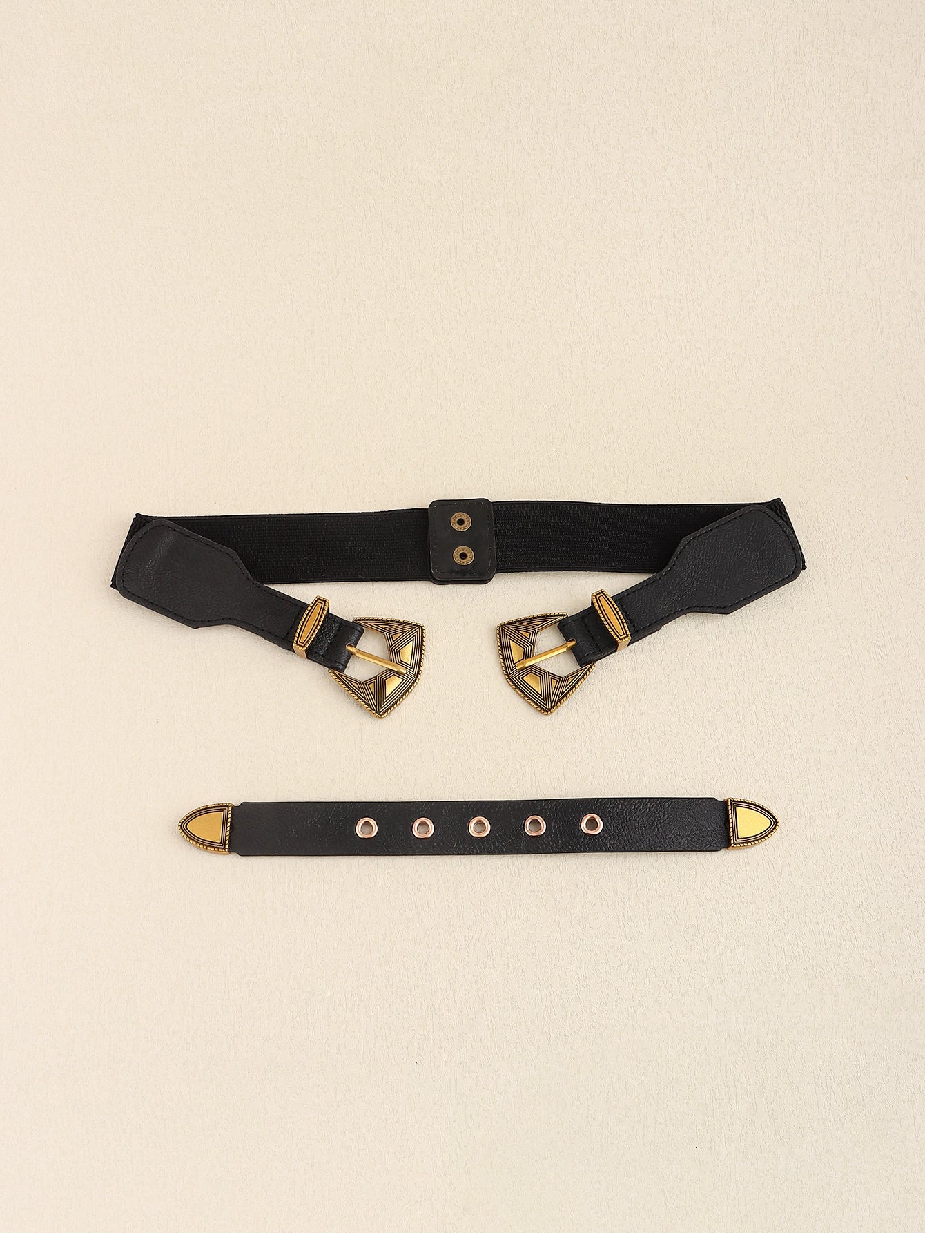 Double Buckle PU Leather Belt Trendsi