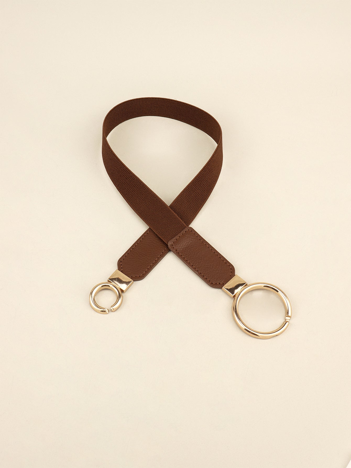 Double Ring Buckle Elastic PU Belt Trendsi