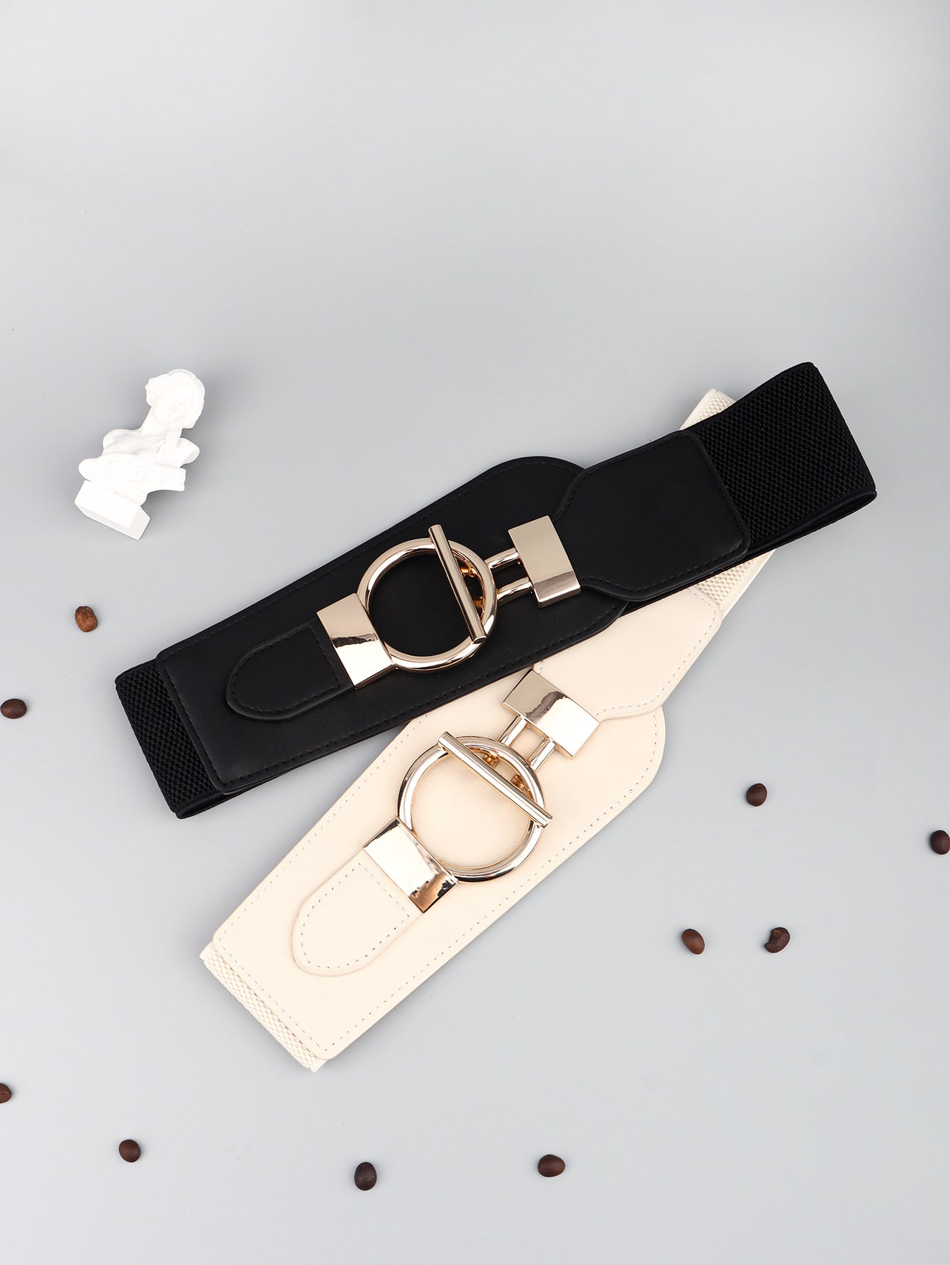 PU Elastic Wide Belt with Alloy Buckle Trendsi