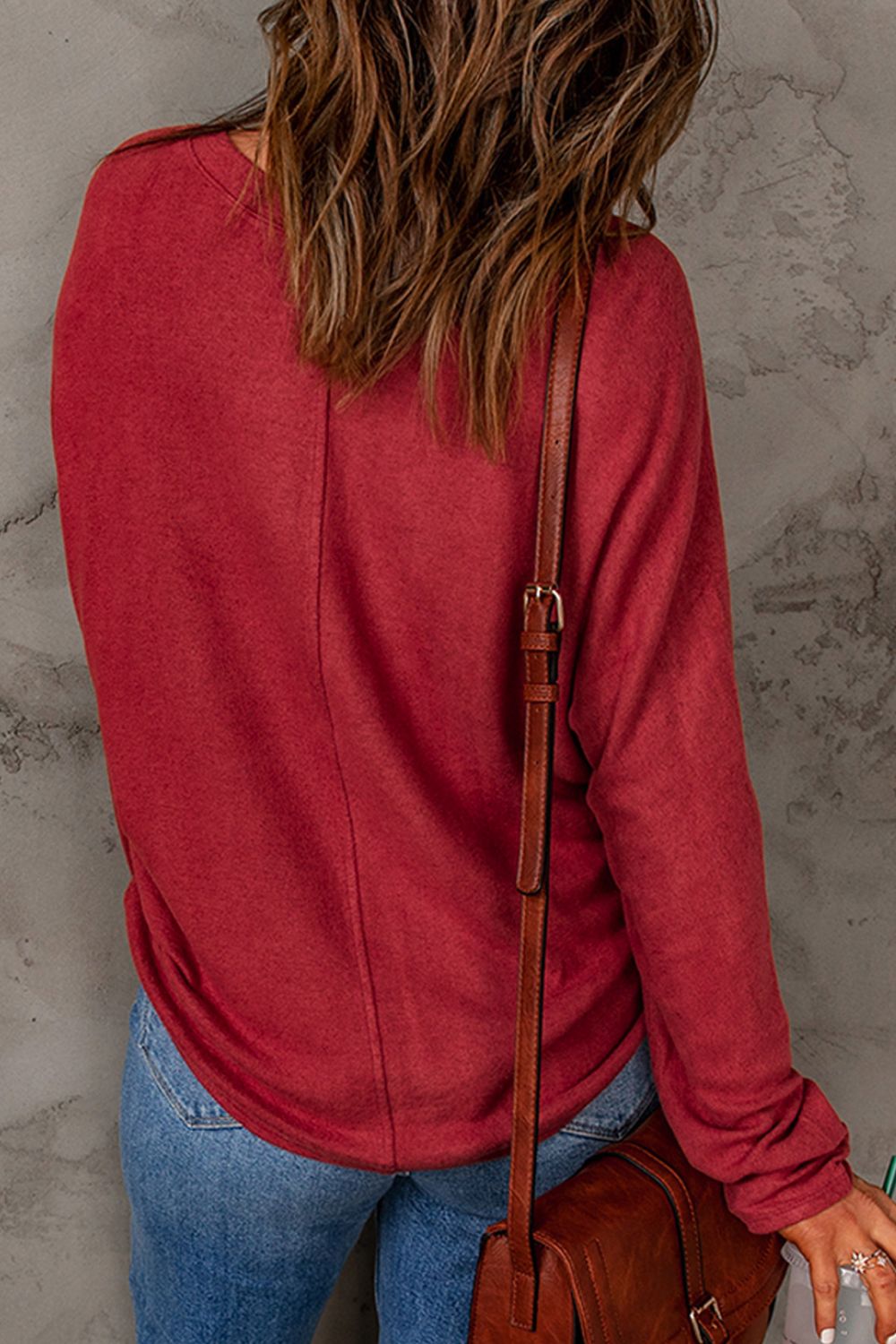 Seam Detail Round Neck Long Sleeve Top Trendsi