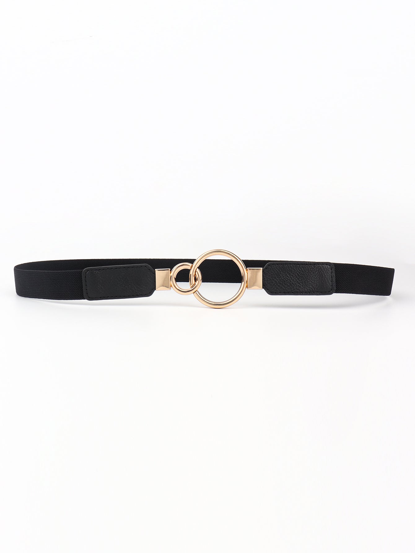 Double Ring Buckle Elastic PU Belt Trendsi