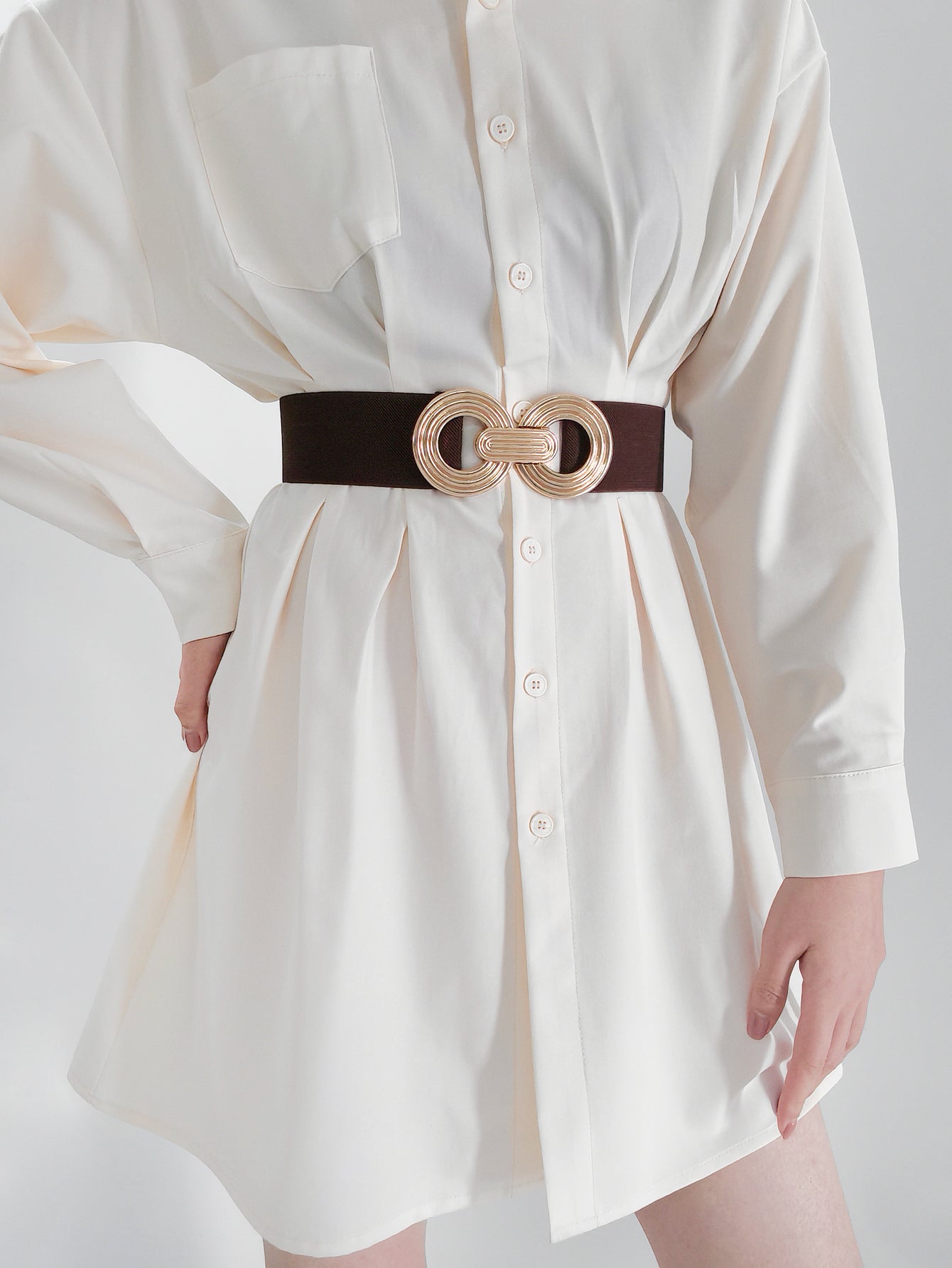 Geometric Buckle Elastic Wide Belt Trendsi