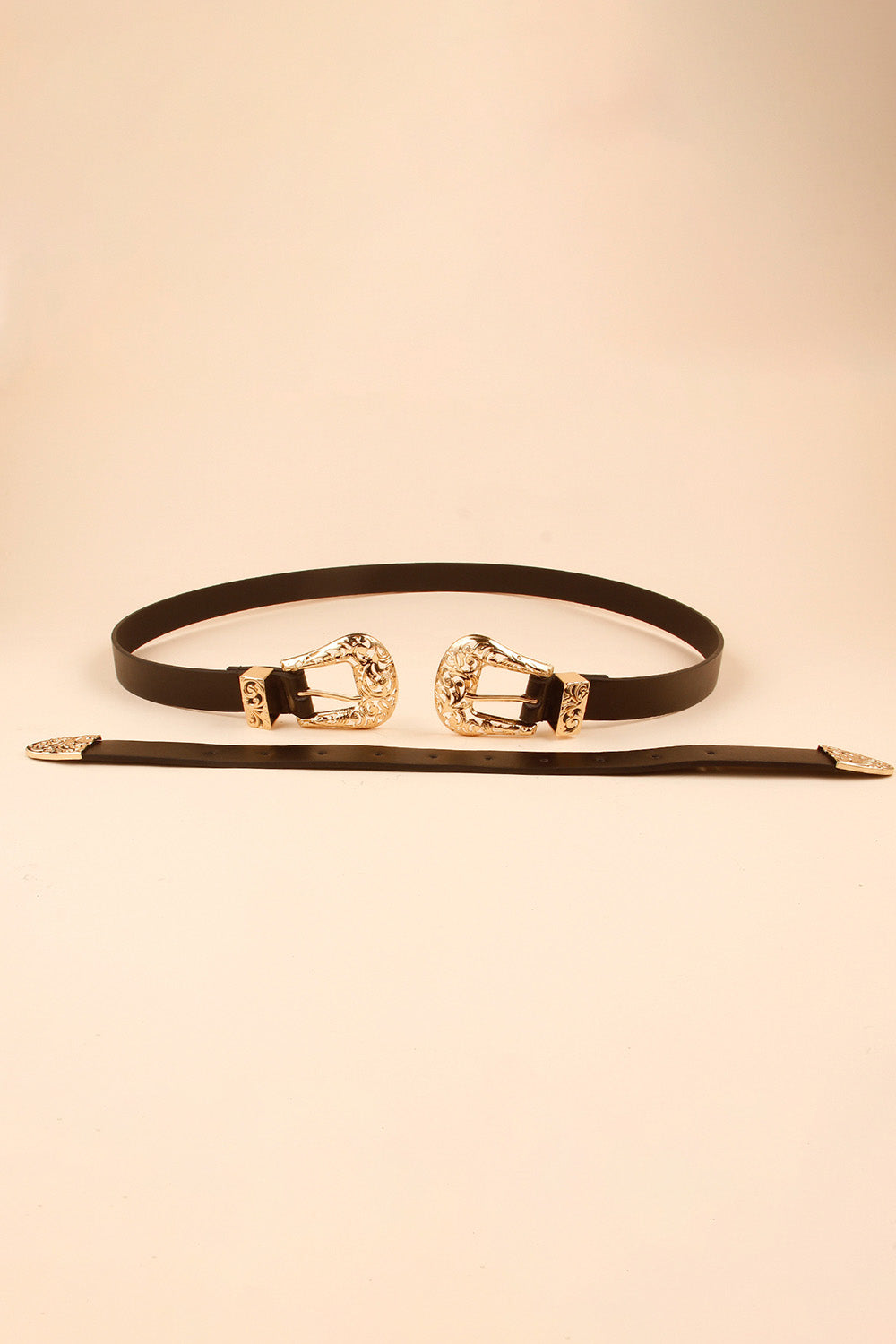 Double Buckle PU Leather Belt Trendsi