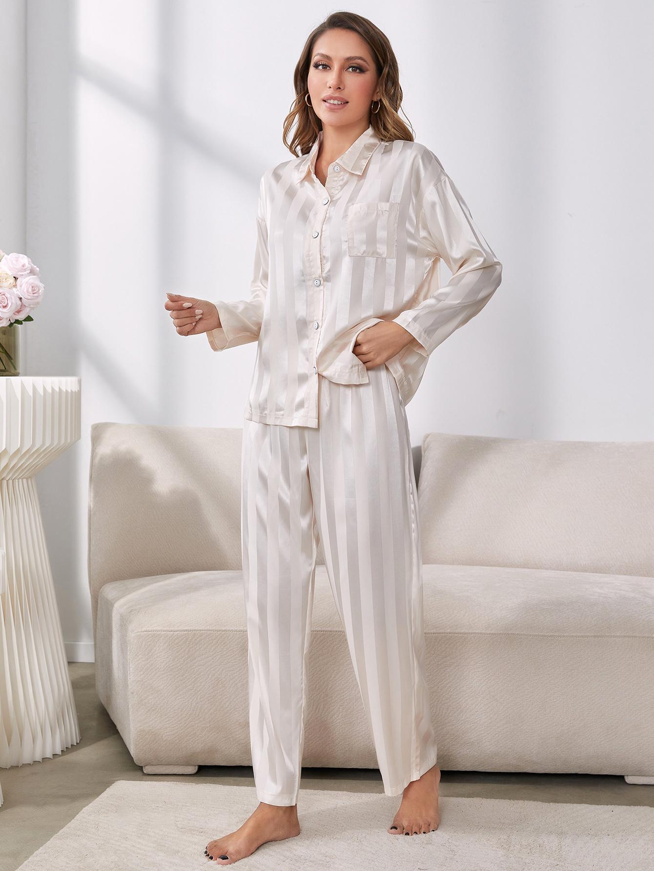 Button-Up Shirt and Pants Pajama Set Trendsi