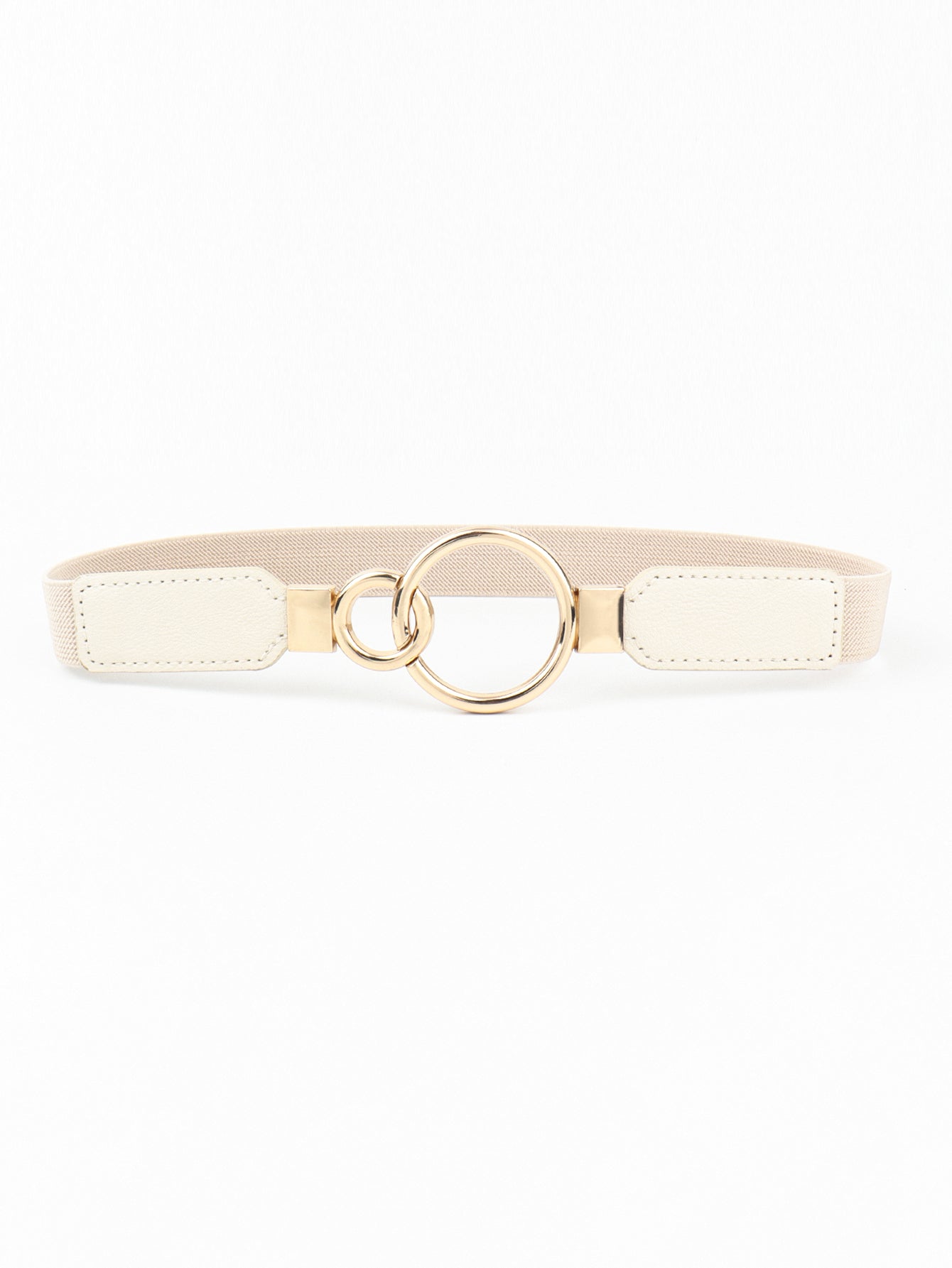 Double Ring Buckle Elastic PU Belt Trendsi