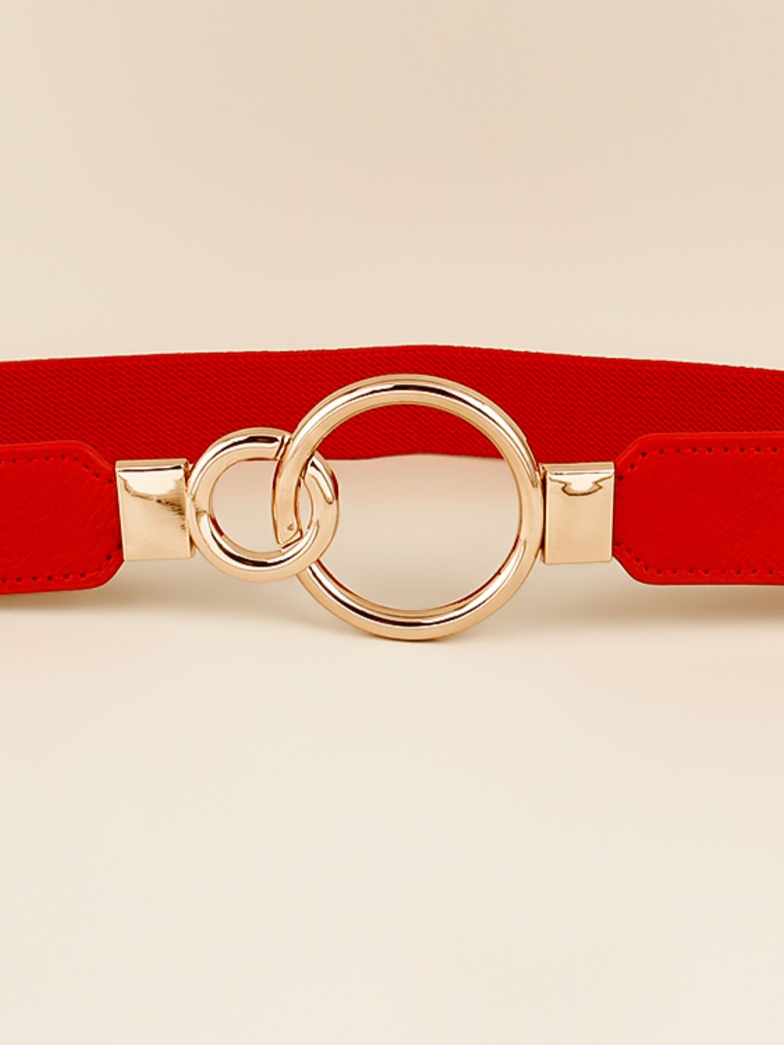 Double Ring Buckle Elastic PU Belt Trendsi