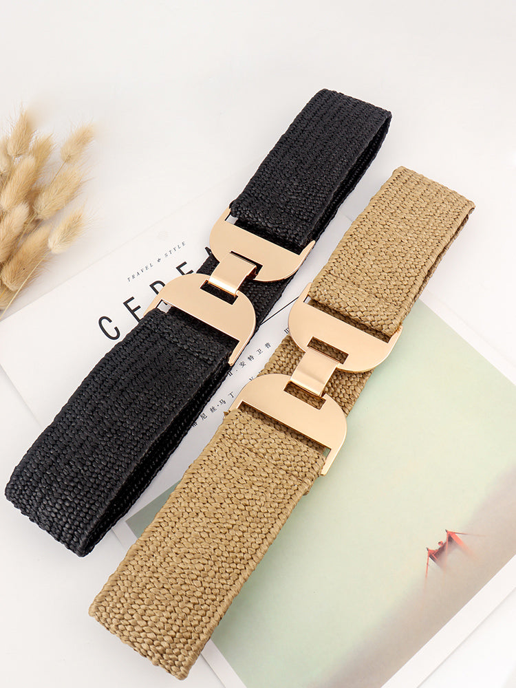 Alloy Buckle Elastic Belt Trendsi