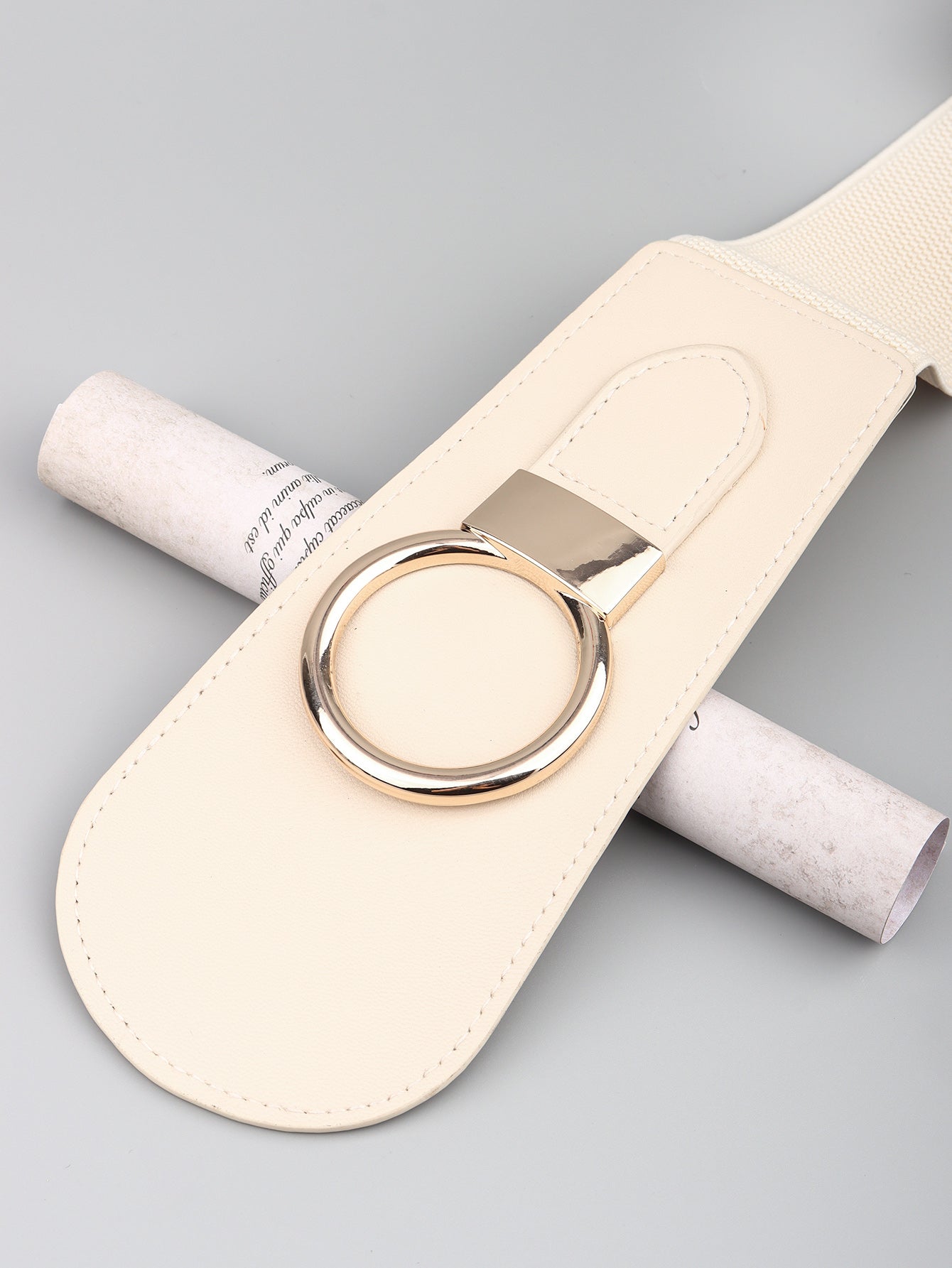 PU Elastic Wide Belt with Alloy Buckle Trendsi