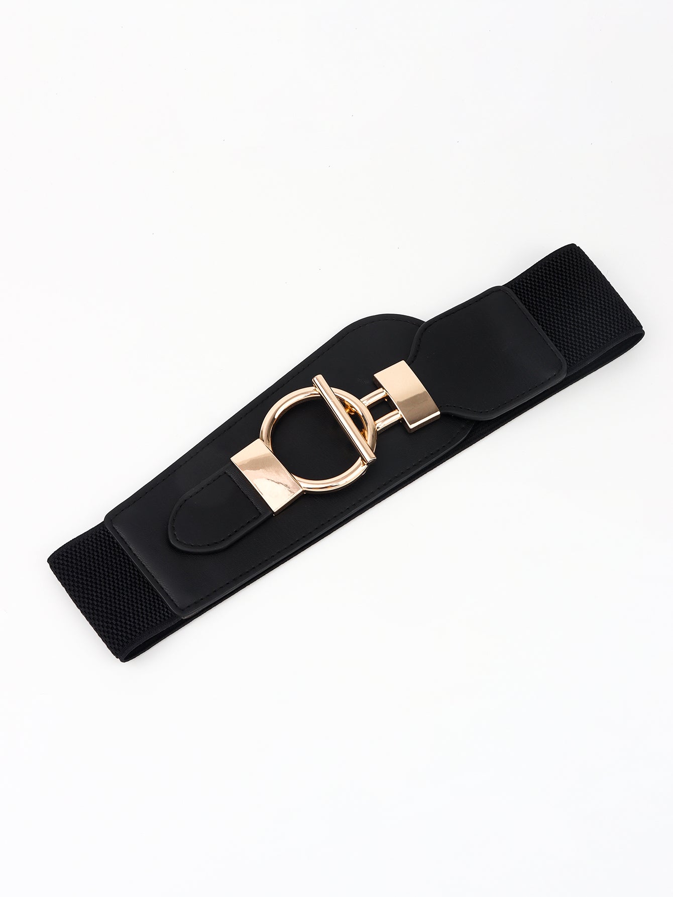 PU Elastic Wide Belt with Alloy Buckle Trendsi