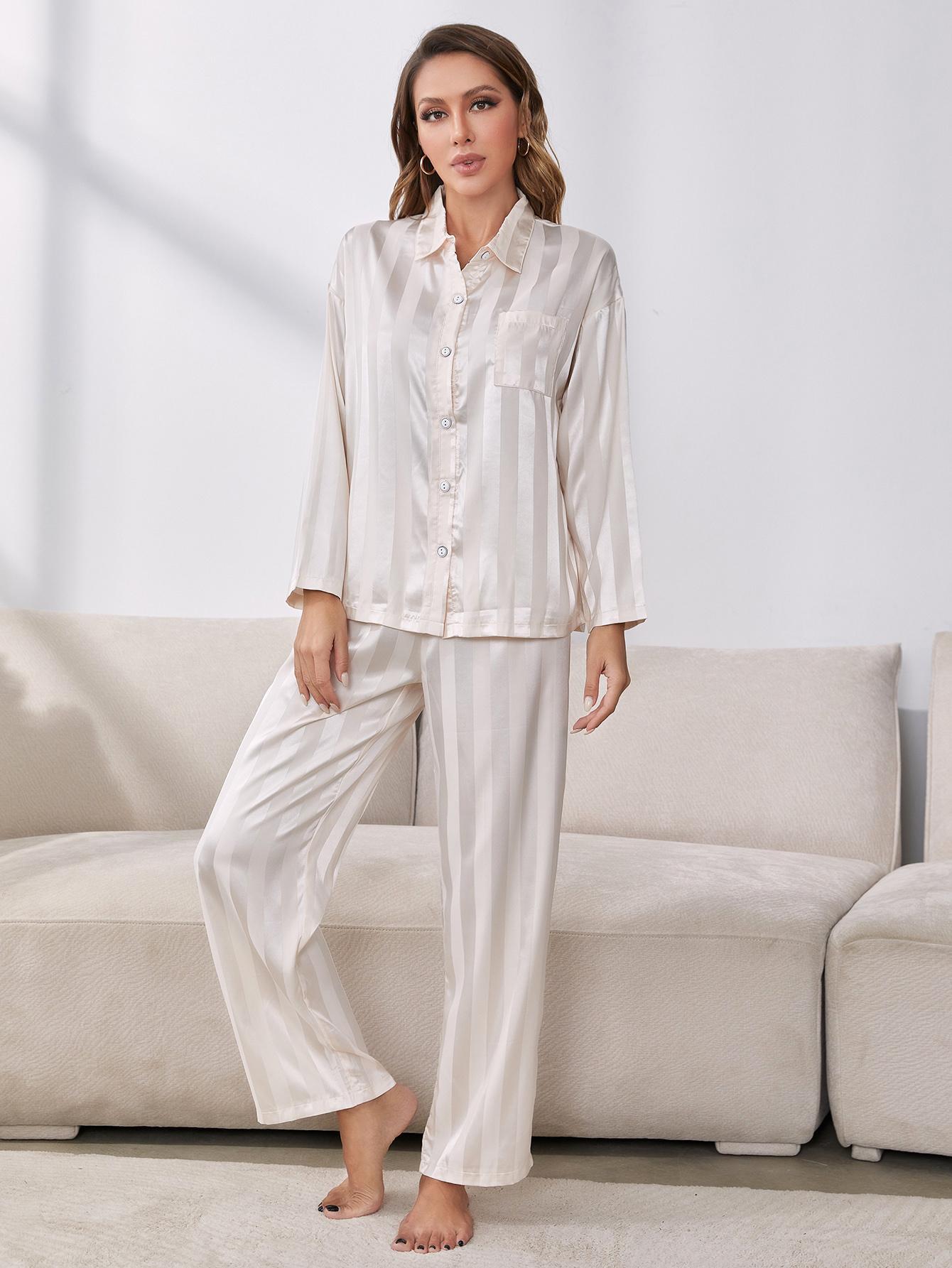 Button-Up Shirt and Pants Pajama Set Trendsi