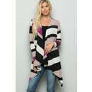 SOLID COLOR BLOCK DRAPED CARDIGAN.