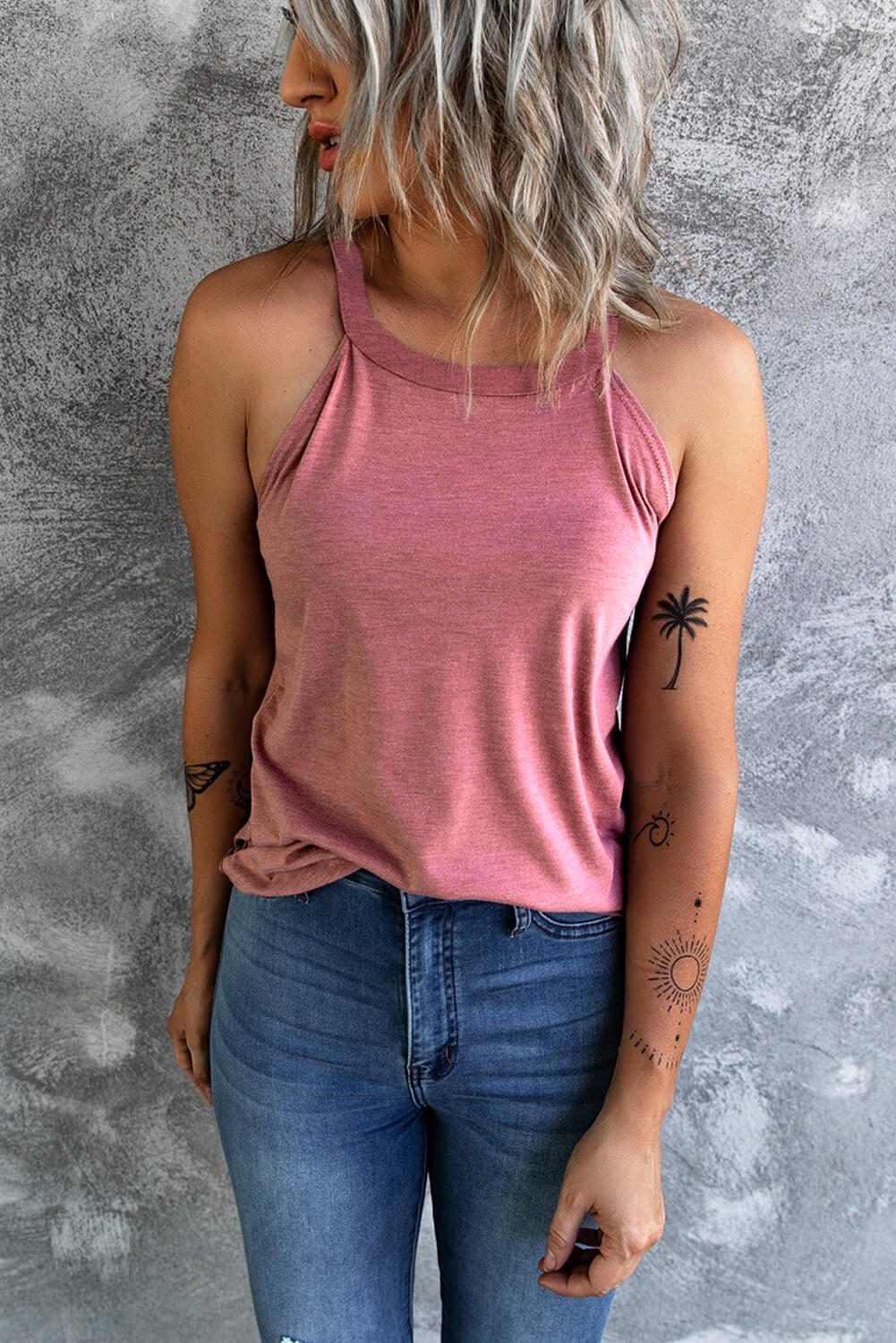 Curved Hem Grecian Tank Top Trendsi